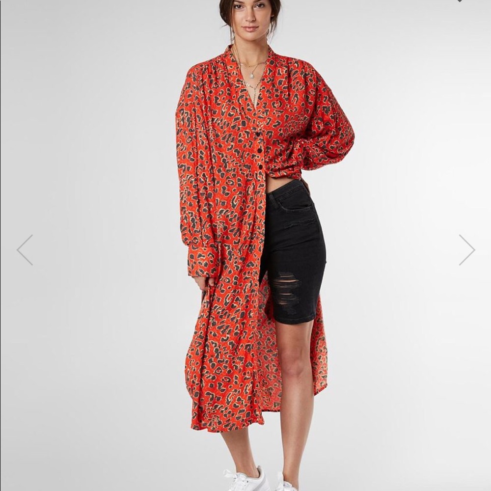 Free people c’est moi tunic top orange leopard xs